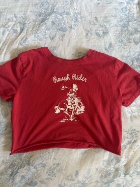 Brandy Melville Red 'Rough Rider' Crop Tee